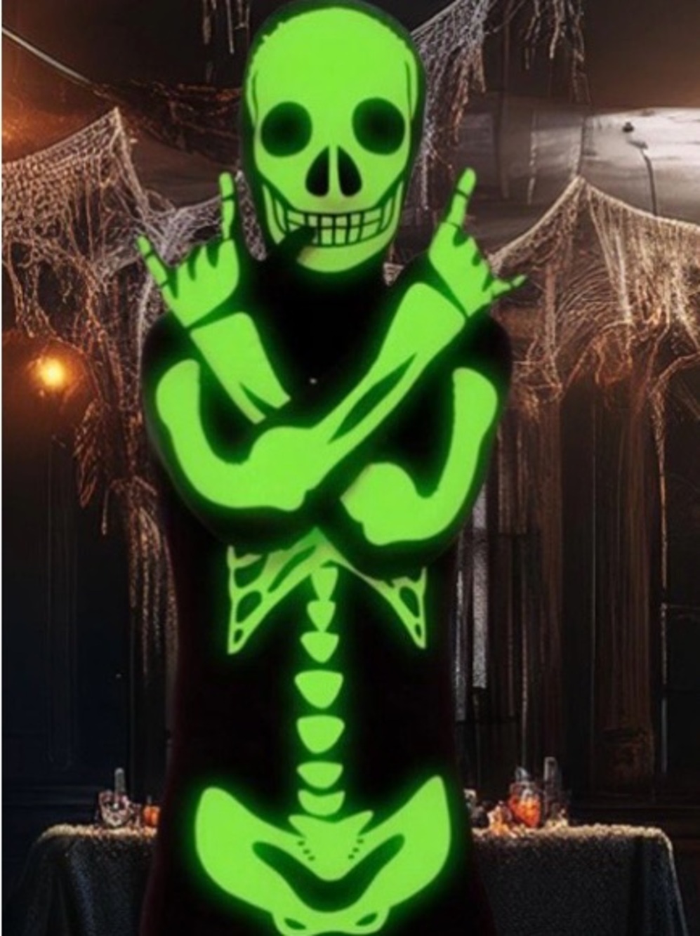 Glow in the Dark Skeleton Halloween Costume Bodysuit